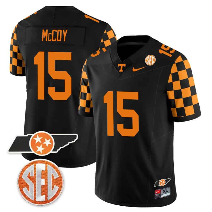 Men Tennessee Volunteers #15 Mccoy Black 2024 Nike Checkerboard & Alternate NCAA Jersey style 1->indianapolis colts->NFL Jersey